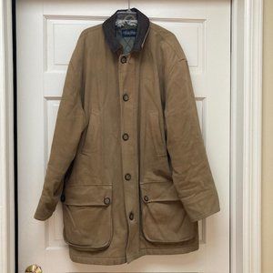 Vintage Brooks Brothers Brown Barn Coat with leather collar size L